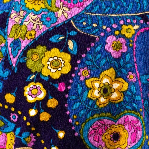 Vintage 60s 70s S Cotton Paisley Button Down Shirt - Picture 2 of 10